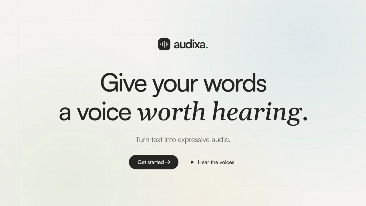 Audixa’s launch film with the headline Give your words a voice worth hearing
